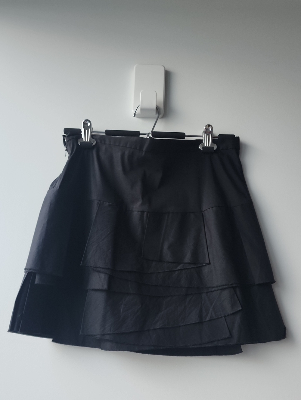 BCBGMaxAzria Pleated Layered Cotton Blend Mini Skirt